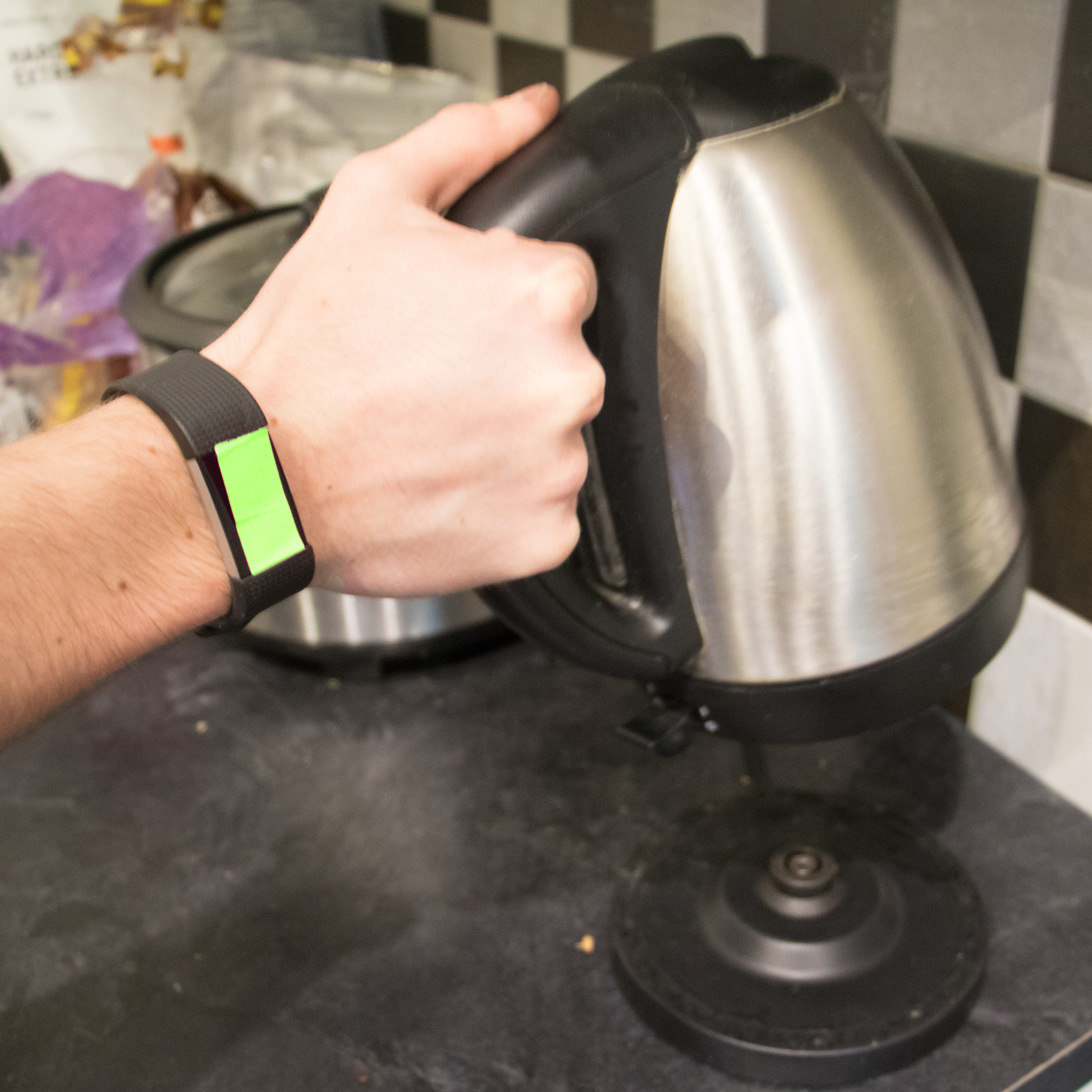 Wearable turns green to encourage his good behaviour